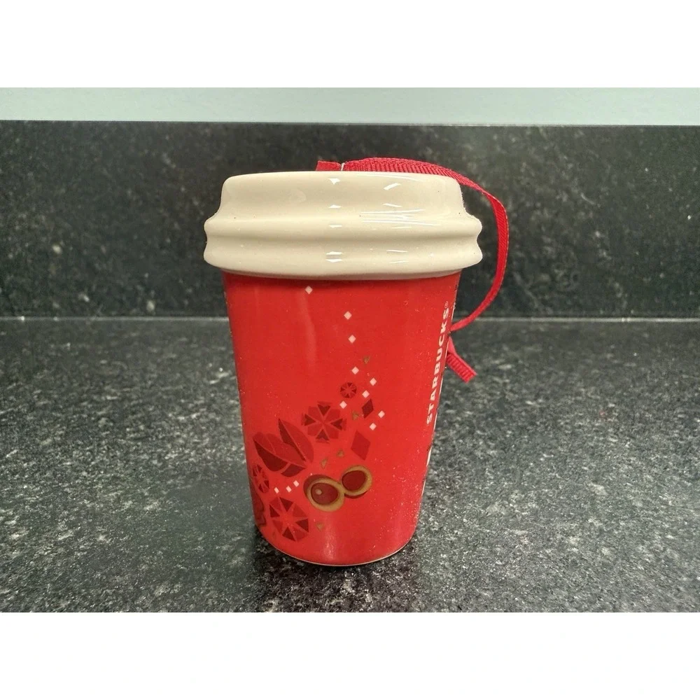 Starbucks 2013‎ Red Coffee Cup Holiday Christmas Tree Mini Ornament Collectible